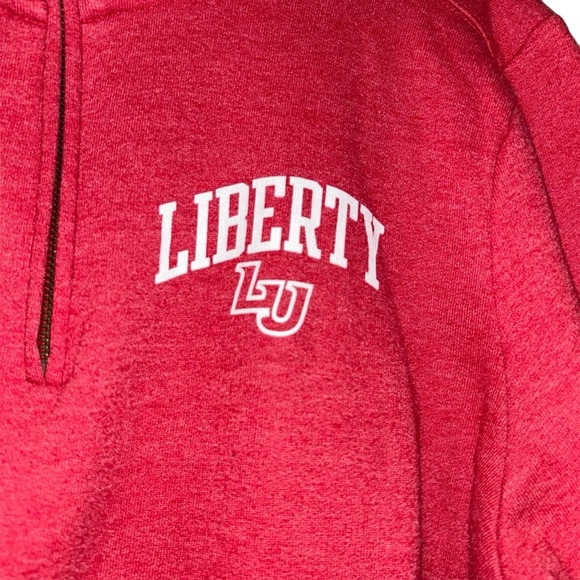 Women Red shirt liberty university Flames red sweatshirt pullover 3/4 zip Large - Picture 2 of 4